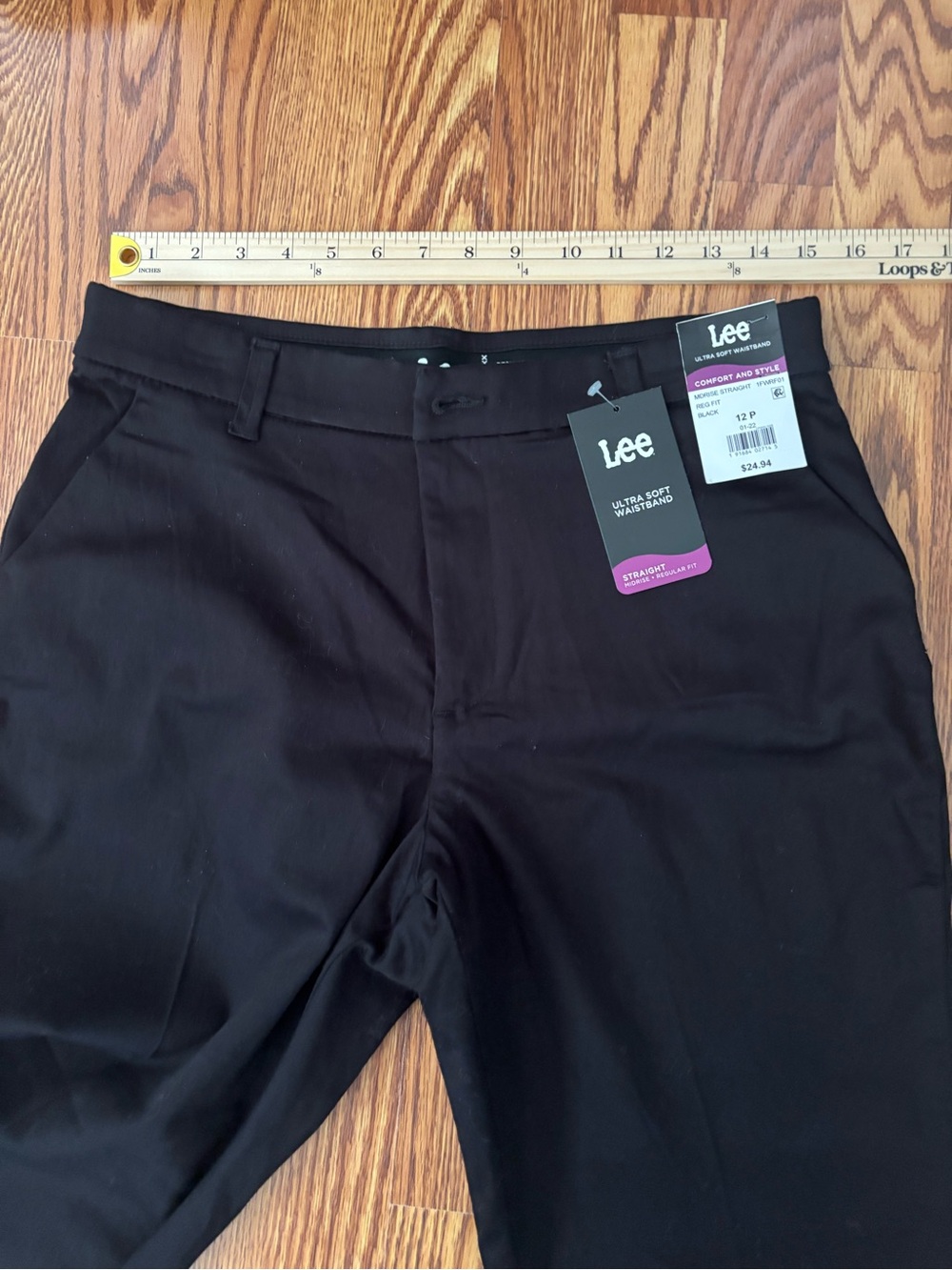 NWT Lee Ultra Soft Waistband Straight Leg Trousers Black 12P